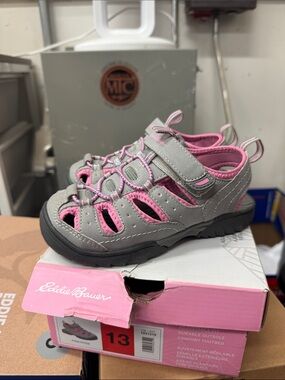 Eddie Bauer Gray and Pink Kids Hiking Sandals